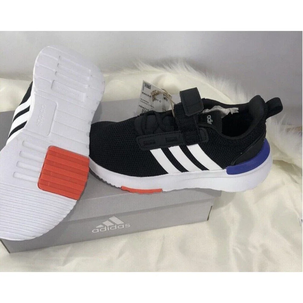 ADIDAS RACER TR21 K Boys Sz 13 K Big Boy Black/White/Ink Mesh Running Shoes - Picture 8 of 13